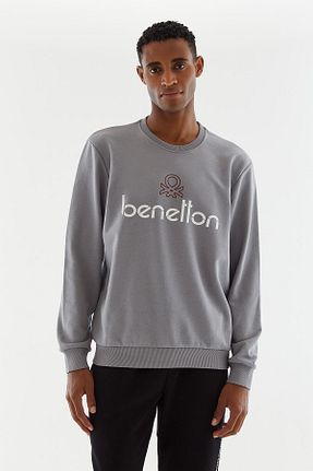 سوئیشرت طوسی مردانه ساده Benetton - کد 766207919