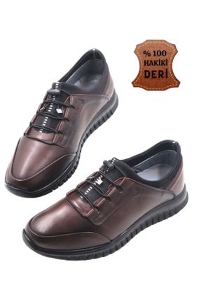 کفش کژوال قهوه ای مردانه چرم طبیعی پاشنه کوتاه ( 4 - 1 cm ) پاشنه ساده کد 766338382