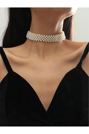 گردنبند جواهر سفید زنانه سنگ SHİNELİZE - کد 766541638