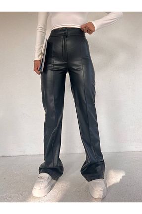 شلوار مشکی زنانه چرم مصنوعی VOLT CLOTHİNG - کد 766854758