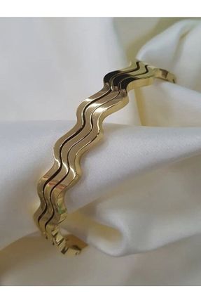 دستبند استیل طلائی زنانه فولاد ( استیل ) کد 301328374
