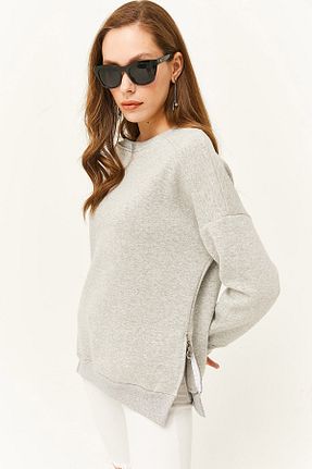 سوئیشرت طوسی زنانه ساده Olalook - کد 763078899