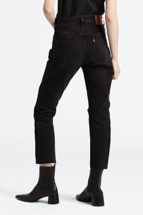 شلوار جین مشکی زنانه پاچه لوله ای فاق بلند پنبه - پلی استر - الاستن استاندارد کد 58018725