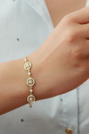 دستبند نقره طلائی زنانه کد 345969002