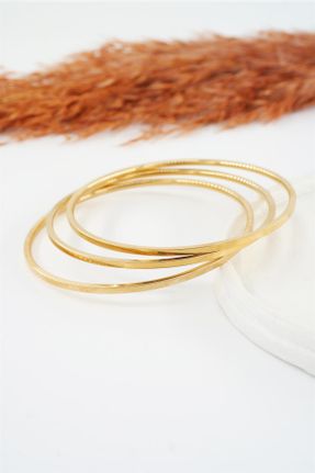دستبند استیل طلائی زنانه فولاد ( استیل ) کد 650022067