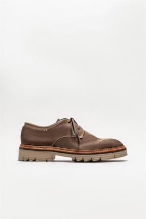 کفش کژوال قهوه ای مردانه چرم طبیعی پاشنه کوتاه ( 4 - 1 cm ) پاشنه ساده کد 765860491