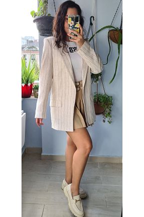 کت بلیزر بژ زنانه پنبه پلی استر Ece Kahraman - کد 749274335
