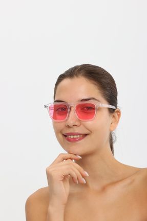 عینک آفتابی صورتی زنانه 50 UV400 استخوان مات مستطیل کد 767102023
