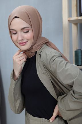 شال قهوه ای زنانه پنبه ای Modakaşmir - کد 758349155