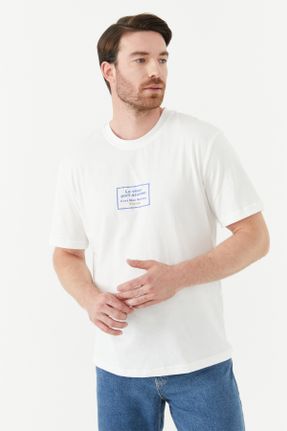تی شرت سفید مردانه رگولار یقه گرد کد 767862531