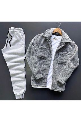 ست بالاتنه و پائین تنه طوسی مردانه بافتنی VİPER - کد 767911098
