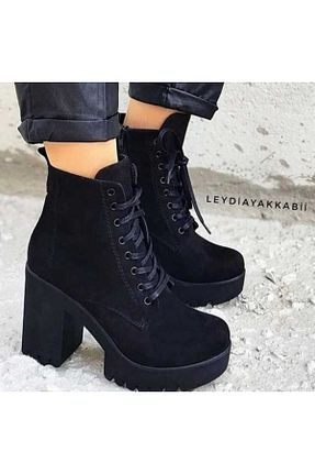 بوت / نیم بوت مشکی زنانه جیر LEYDİ SHOES - کد 235628134