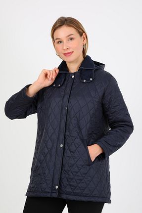 کاپشن سایز بزرگ سرمه ای زنانه سایز بزرگ By Alba Collection - کد 133816064