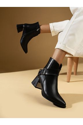 بوت / نیم بوت مشکی زنانه چرم مصنوعی Alemdar Shoes - کد 767069014