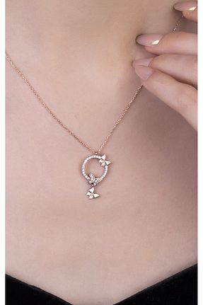 گردنبند نقره صورتی زنانه 925 عیار goldberia - کد 748873693