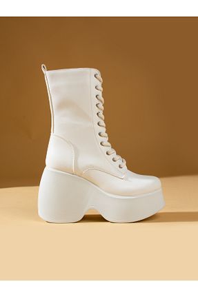 بوت / نیم بوت سفید زنانه جیر Alemdar Shoes - کد 767736312