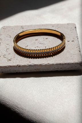 دستبند استیل طلائی زنانه فولاد ( استیل ) کد 767763807