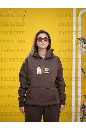 سوئیشرت قهوه ای زنانه چاپی EXPECTED - کد 767941955