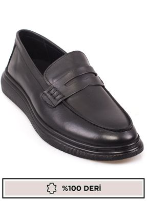 کفش کژوال مشکی مردانه چرم طبیعی پاشنه کوتاه ( 4 - 1 cm ) پاشنه ساده کد 768110769
