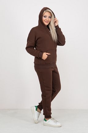 ست بالاتنه و پائین تنه قهوه ای زنانه بافت KSV Collection - کد 768206000