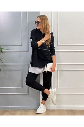 ست بالاتنه و پائین تنه مشکی زنانه بافتنی merlavin - کد 691961132