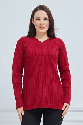 پلیور سایز بزرگ قرمز زنانه Kazak Fresh&Moda - کد 768335848