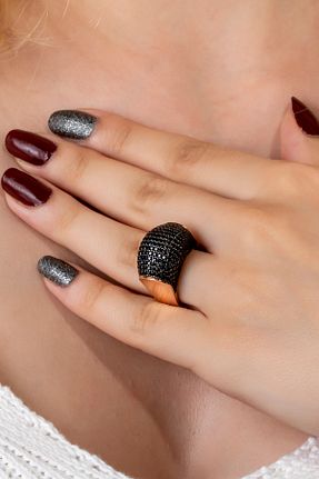 انگشتر نقره مشکی زنانه زیرکن LINTERNA - کد 36857163