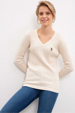 پلیور سفید زنانه ساده U.S. Polo Assn. - کد 31316964