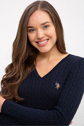 پلیور سرمه ای زنانه ساده U.S. Polo Assn. - کد 52870567