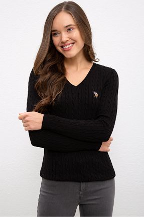 پلیور مشکی زنانه ساده U.S. Polo Assn. - کد 55294243