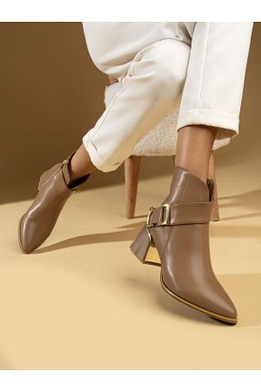 بوت / نیم بوت قهوه ای زنانه چرم مصنوعی Alemdar Shoes - کد 767069254