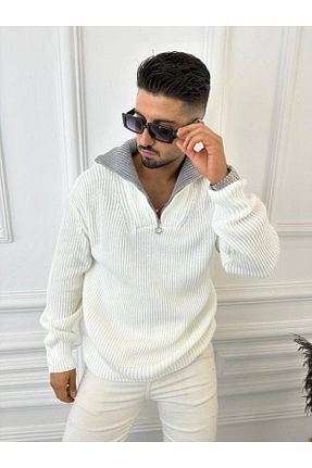 پلیور سفید مردانه ساده elkumoda - کد 767158838