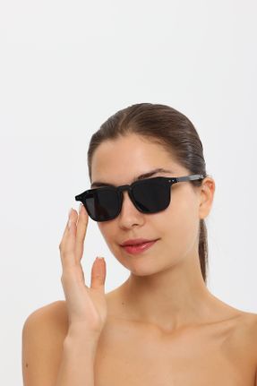 عینک آفتابی مشکی زنانه 50 UV400 استخوان مات مستطیل کد 767101464