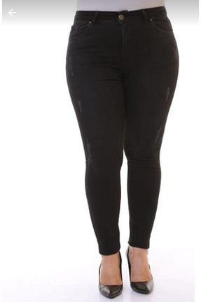 شلوار جین سایز بزرگ طوسی زنانه پاچه گشاد TRENDNATUREL - کد 101186243