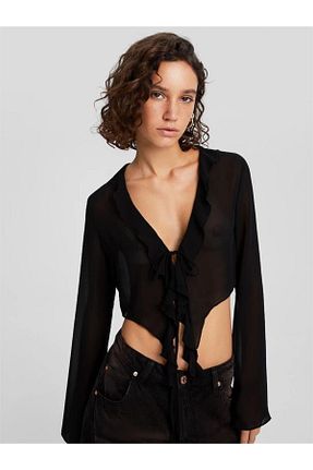 بلوز مشکی زنانه ساده Planet Butik - کد 767404973