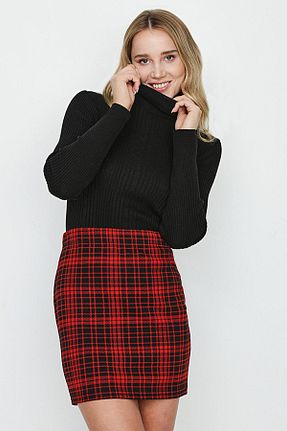 دامن قرمز زنانه مخلوط پلی استر Select Moda - کد 767730668