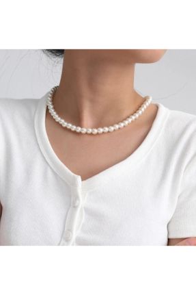 گردنبند جواهر سفید زنانه مروارید کد 50180240
