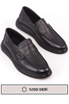 کفش کژوال مشکی مردانه چرم طبیعی پاشنه کوتاه ( 4 - 1 cm ) پاشنه ساده کد 768110769