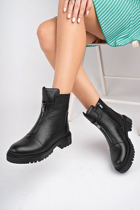 بوت / نیم بوت مشکی زنانه چرم خالص Deripabuc - کد 463467613