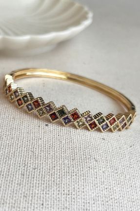 دستبند استیل طلائی زنانه فولاد ( استیل ) کد 768426237