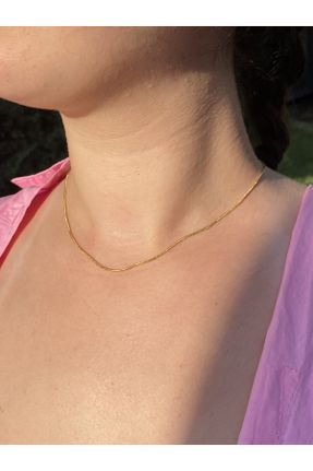 گردنبند استیل طلائی زنانه فولاد ( استیل ) کد 768511509