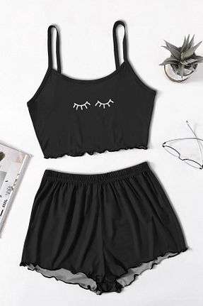 ست لباس راحتی مشکی زنانه چاپی PEMBİŞ HOMEWEAR - کد 679229441