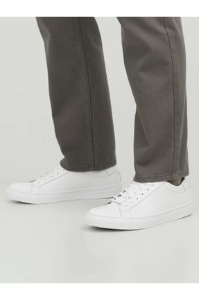 کفش اسنیکر سفید مردانه چرم طبیعی بند دار چرم کد 768691306