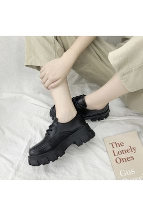 کفش آکسفورد مشکی زنانه پارچه نساجی پاشنه کوتاه ( 4 - 1 cm ) کد 759096757