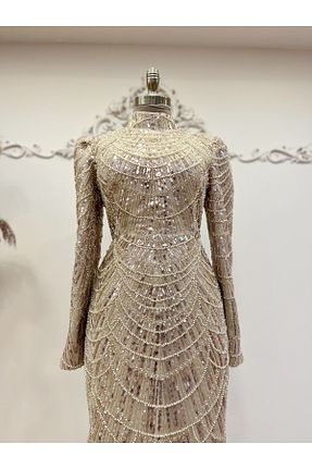 لباس مجلسی و فارغ التحصیلی طوسی زنانه دانتل Halezademoda - کد 769911032