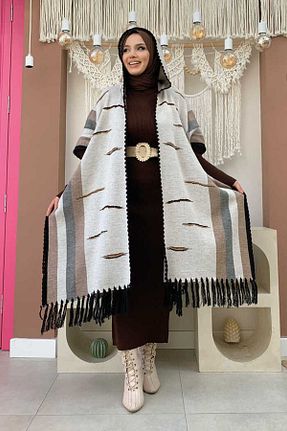 پانچو حجاب طوسی زنانه تریکو Bym Fashion - کد 769534751