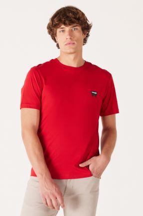 تی شرت قرمز مردانه رگولار پنبه (نخی) یقه گرد کد 769594152