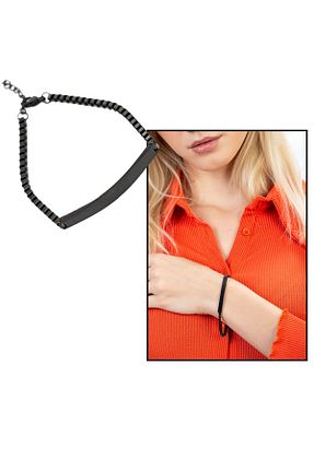 دستبند استیل (فولاد) مشکی زنانه استیل (فولاد) BANABUNUAL - کد 769636441