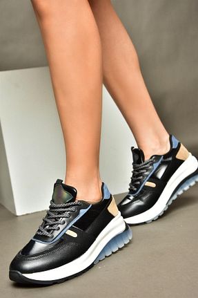 کفش اسنیکر مشکی زنانه بند دار Fox Shoes - کد 769730318