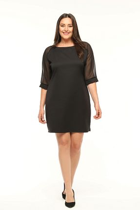 لباس سایز بزرگ مشکی زنانه الاستین Curvy Trend - کد 769735457